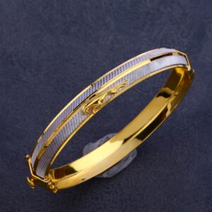 22KT Gold Mens Punjabi Lock kada Bracelet MPLKB70