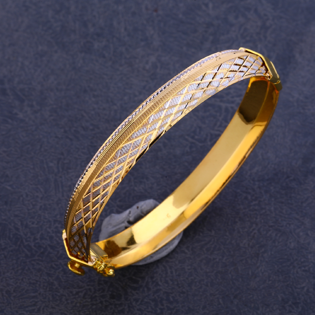 916 Gold Punjabi Mens Designer Lock Kada MPLKB73