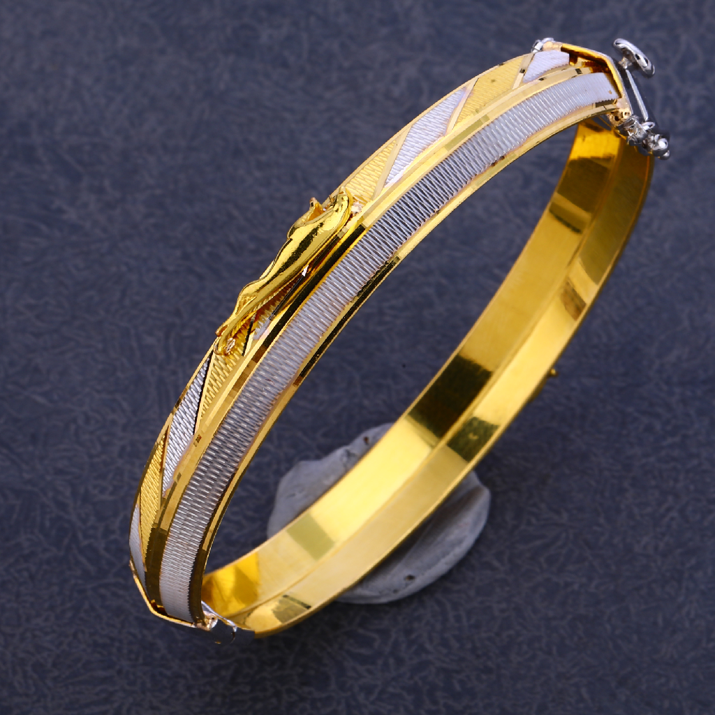 916 Gold Punjabi Mens Lock Kada Bracelet  MPLKB77