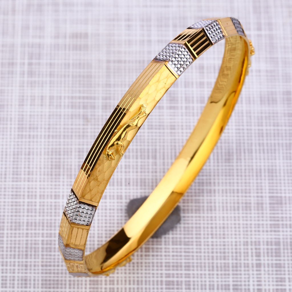 916 Gold Mens Designer Punjabi Lock Kada MPKB39