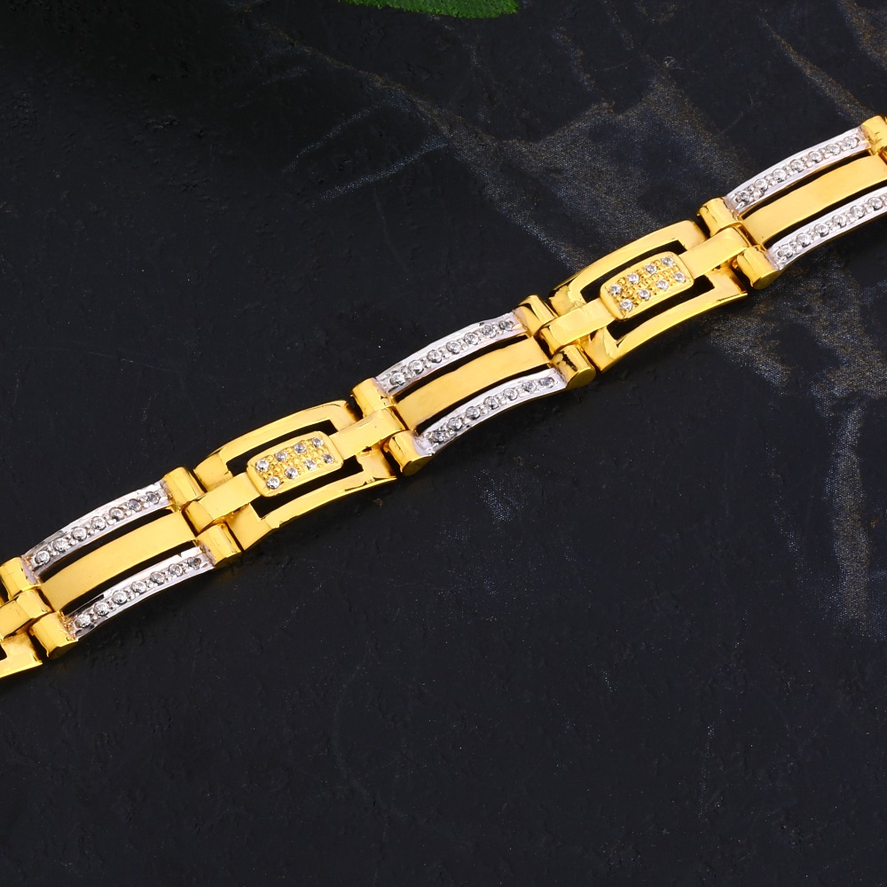 916 Gold Gentlemen's Exclusive CZ Casting Bracelet MCB88 - Image 2
