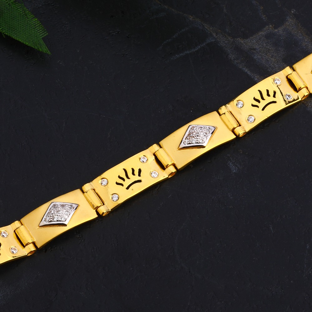 916 Gold Gentlemen's Delicate CZ Casting Bracelet MCB87 - Image 2