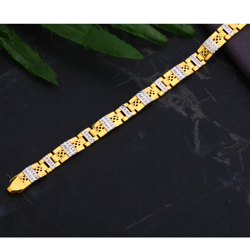 916 Gold Gentlemen's  Classic CZ Casting Bracelet MCB86