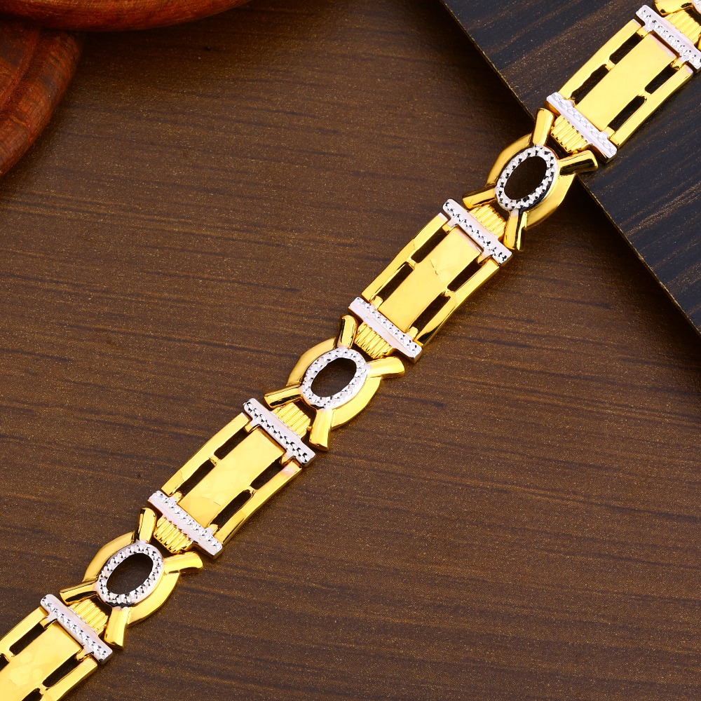 22KT Gold Men's Classic Plain Bracelet MPB240 - Image 2