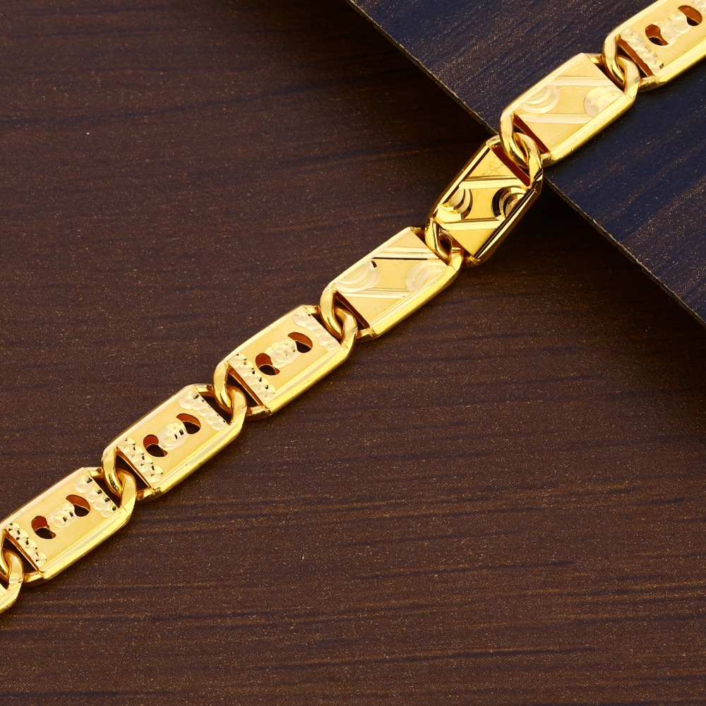 916 Gold Plain Delicate Hallmark Men's Bracelet MPB284 - Image 2