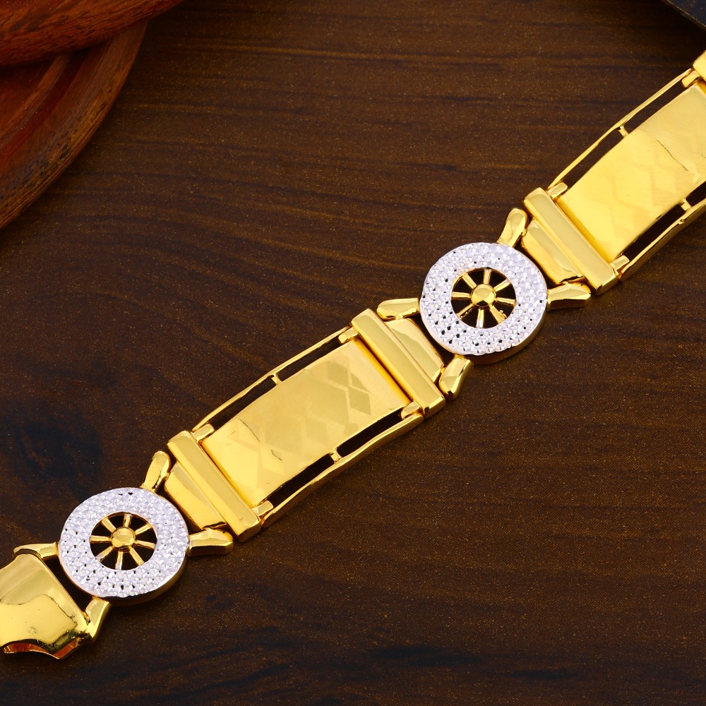 916 Gold Plain stylish Men's Bracelet MPB279 - Image 2