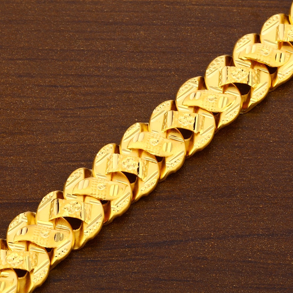 22CT Plain Gorgeous Gold Men's Bracelet MPB368 - Image 2