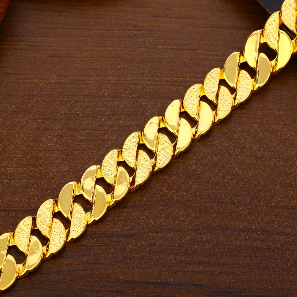 22CT Plain Fancy Gold Men's Bracelet MPB367 - Image 2