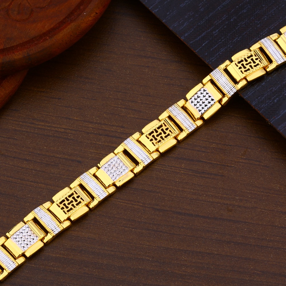 22KT Gold Gentlemen's Stylish Plain Bracelet MPB231 - Image 2