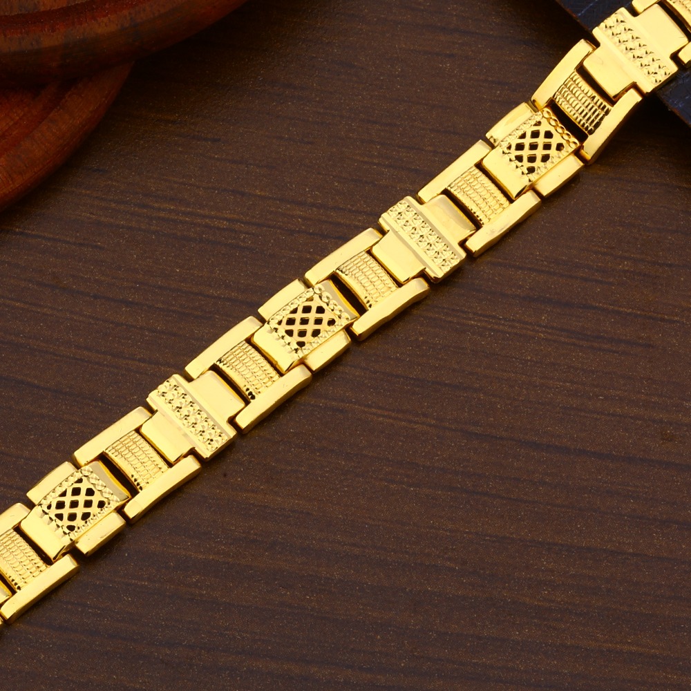 22KT Gold Gentlemen's Fancy Plain Bracelet MPB229 - Image 2