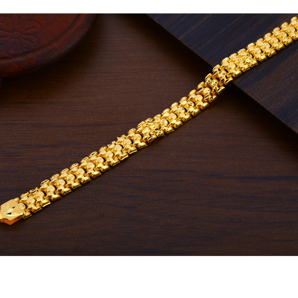 916 Gold CZ Hallmark Mens Designer Plain Bracelet MPB311