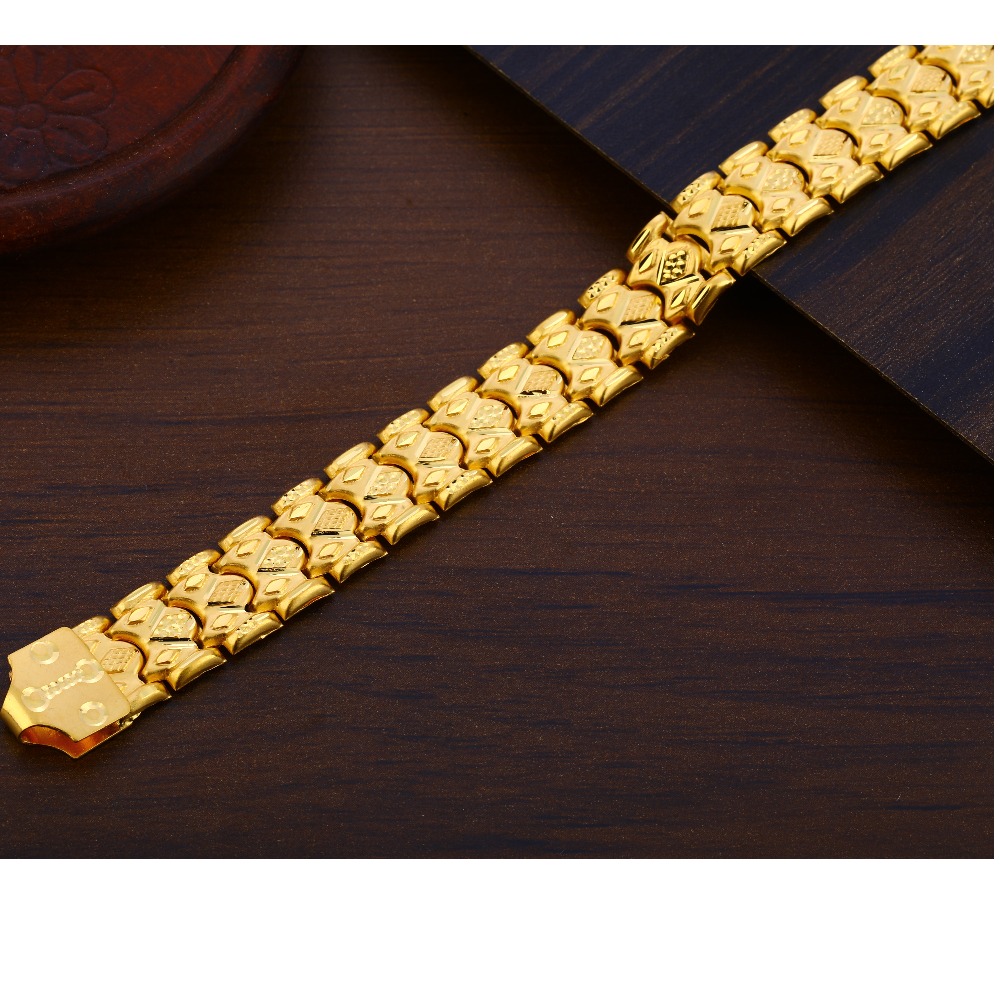 916 Gold CZ Hallmark Mens Plain Bracelet MPB309