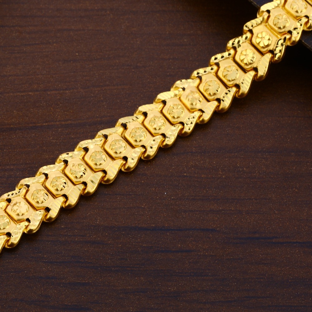 916 Gold CZ Mens Gorgeous Plain Bracelet MPB307 - Image 2