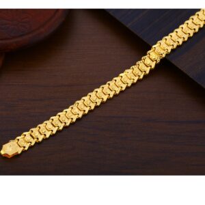 916 Gold CZ Mens Gorgeous Plain Bracelet MPB307
