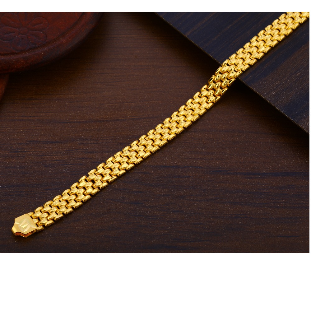 916 Gold CZ Mens Delicate Plain Bracelet MPB304