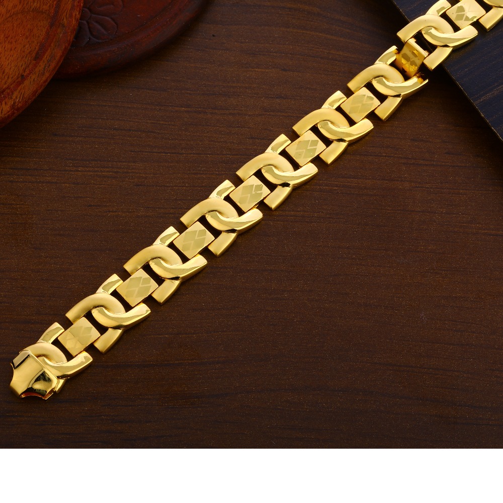 916 Gold Gentlemen's  Designer Plain Bracelet MPB259