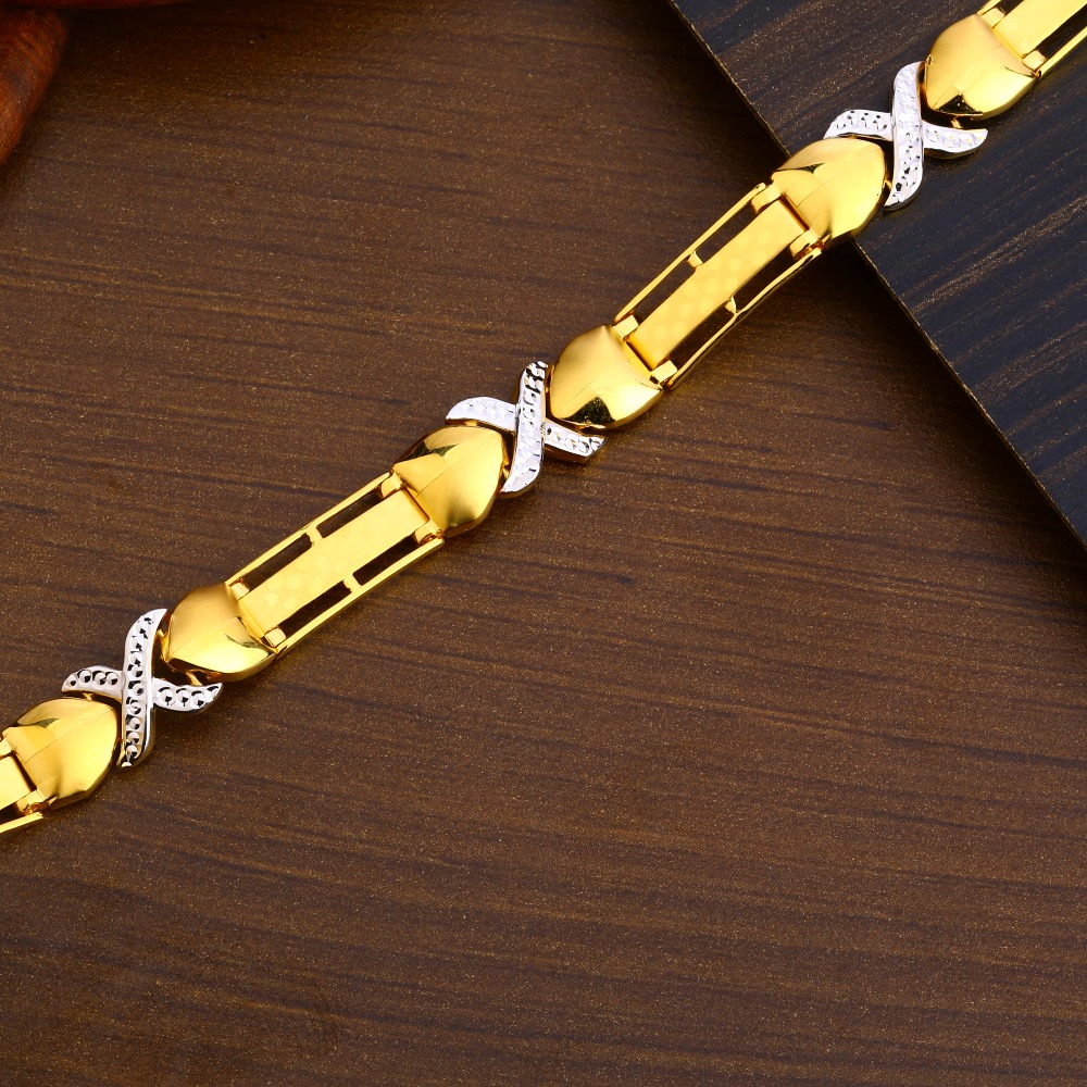 916 Gold Men's Classic Hallmark Plain Bracelet MPB250 - Image 2