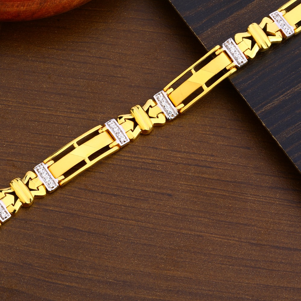 916 Gold Men's Hallmark Plain Bracelet MPB249 - Image 2