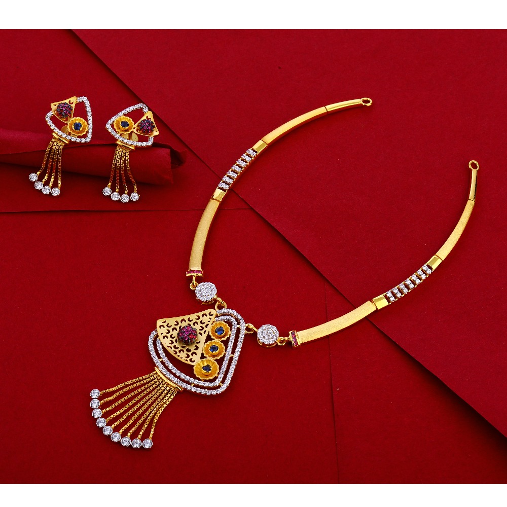 916 Gold Hallmark Designer Necklace Set LN264