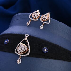 18KT  Rose Gold CZ  Designer Diamond Necklace Set RN305