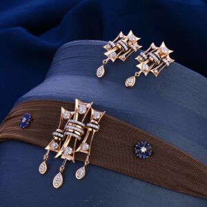 750 Rose Gold CZ  Classic Diamond Necklace Set RN304