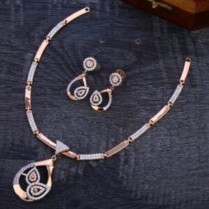 750 rose gold designer hallmark necklace set rn297