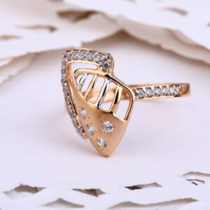 18KT Rose Gold CZ Delicate Hallmark Ring RLR604