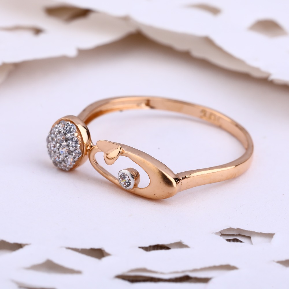 750 Rose Gold CZ Classic Women's Ring RLR586