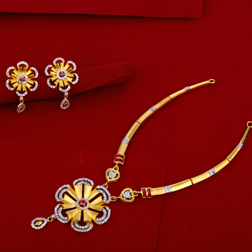 916 Gold CZ Classic Necklace Set LN229