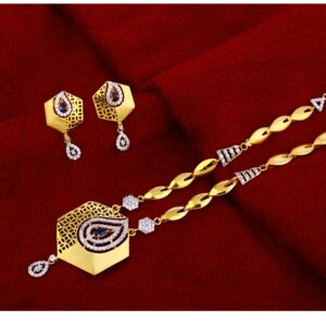 916 Gold Women's Designer CZ Chain Necklace CN235