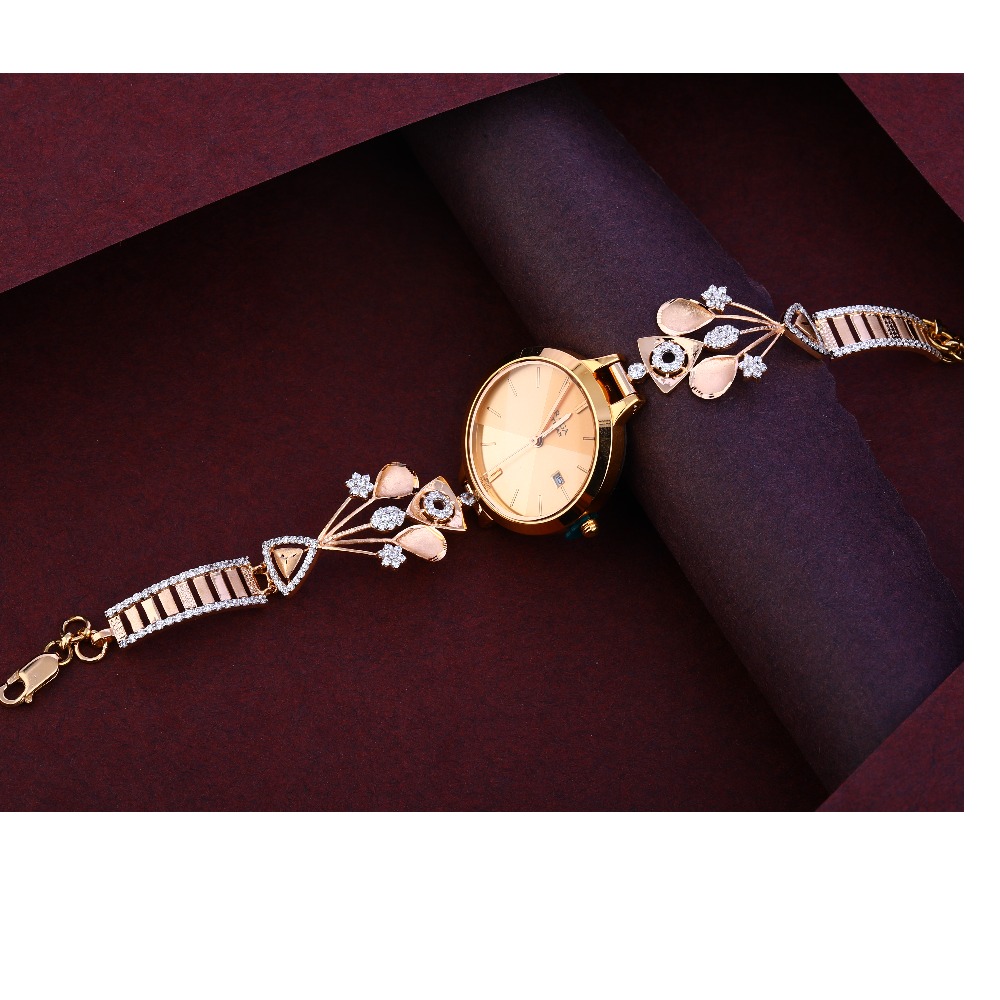 18KT Rose Gold CZ Designer Ladies Watch RLW338