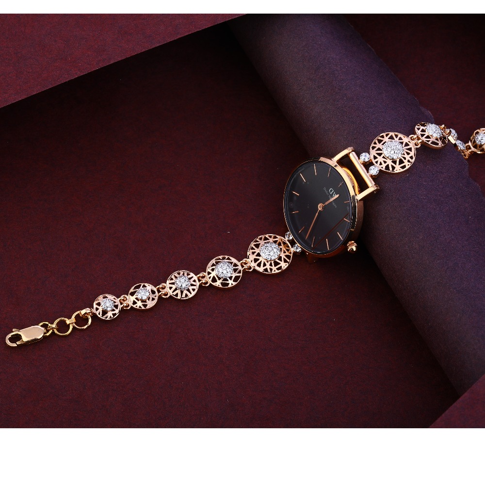 18KT Rose Gold CZ Classic Ladies Watch RLW337