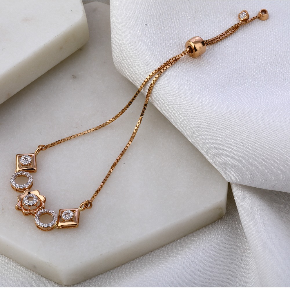 750 Rose Gold Hallmark Fancy Ladies Bracelet RLB67
