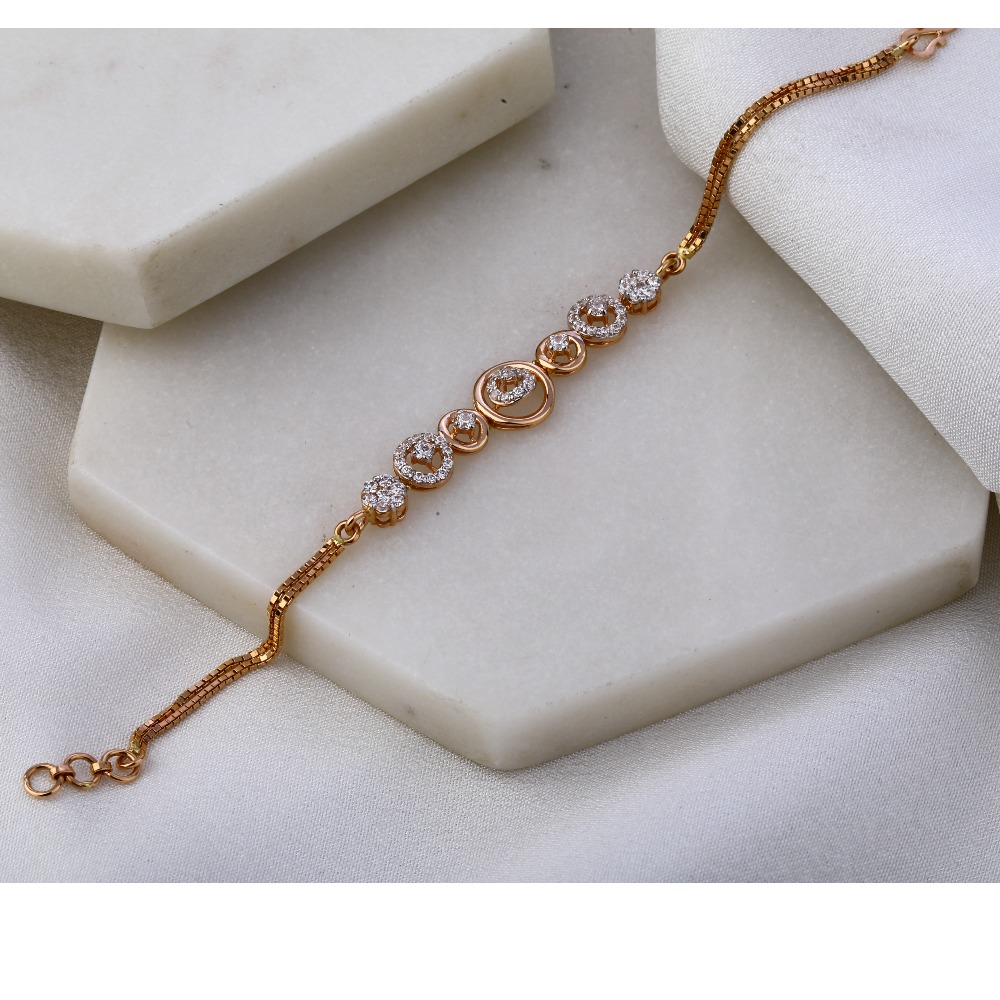 750 Rose Gold Hallmark Designer Ladies Bracelet RLB64