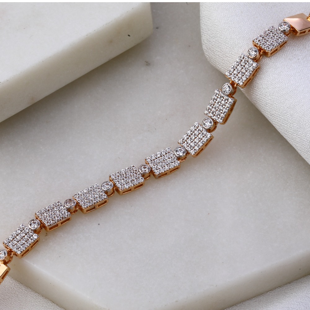 18KT Rose Gold CZ  Delicate Bracelet RLB49