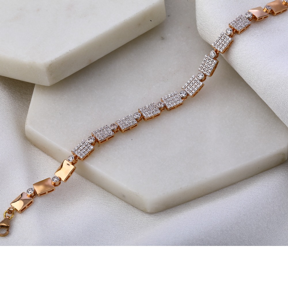 18KT Rose Gold CZ Delicate Bracelet RLB49