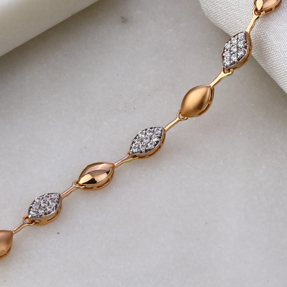 18KT Rose Gold CZ  Designer Bracelet RLB48