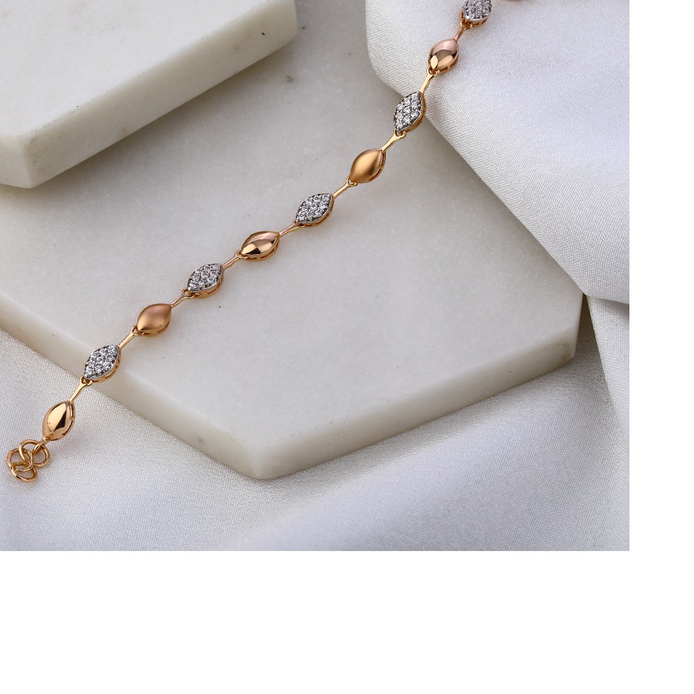 18KT Rose Gold CZ Designer Bracelet RLB48