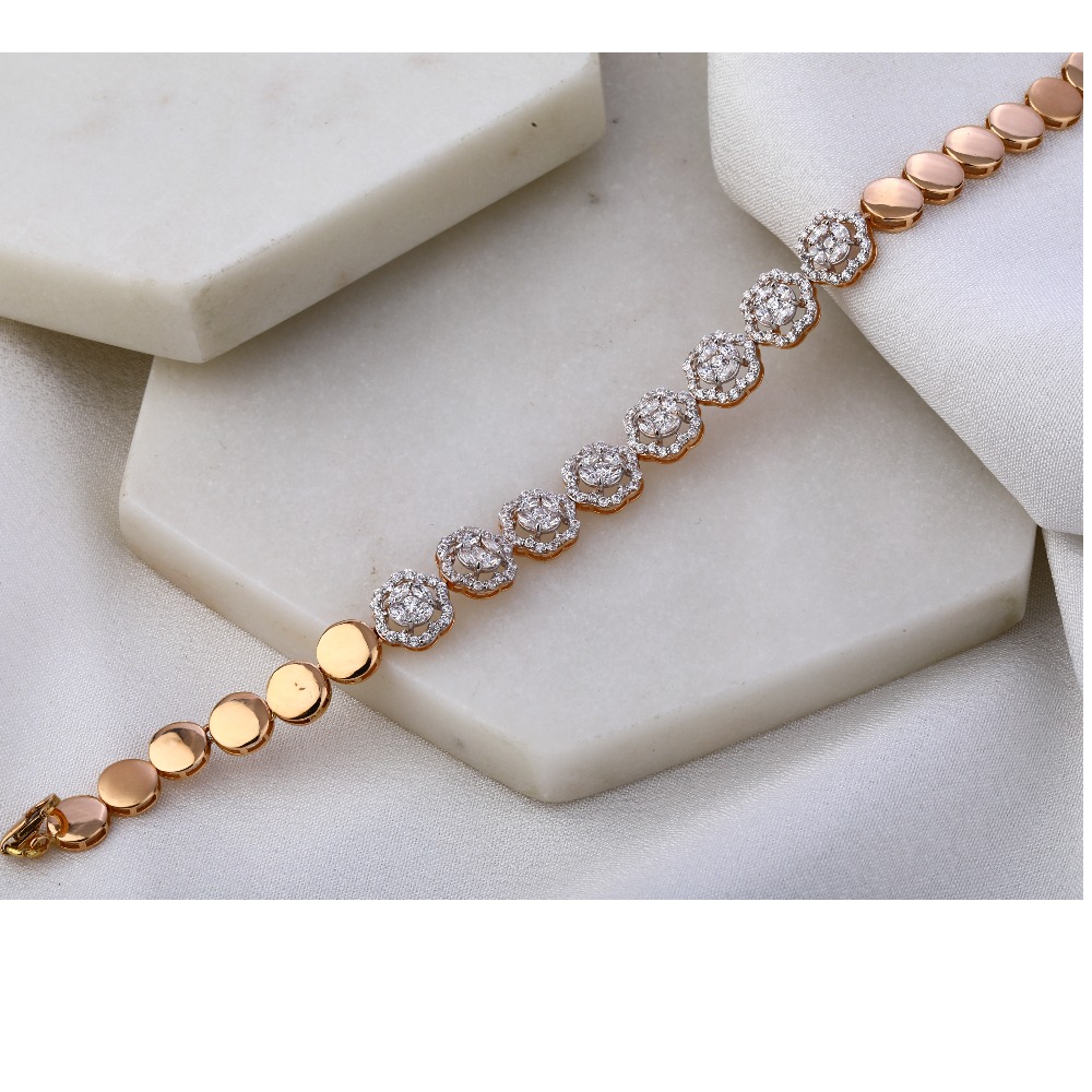 18KT Rose Gold Hallmark stylish Women's Bracelet RLB45