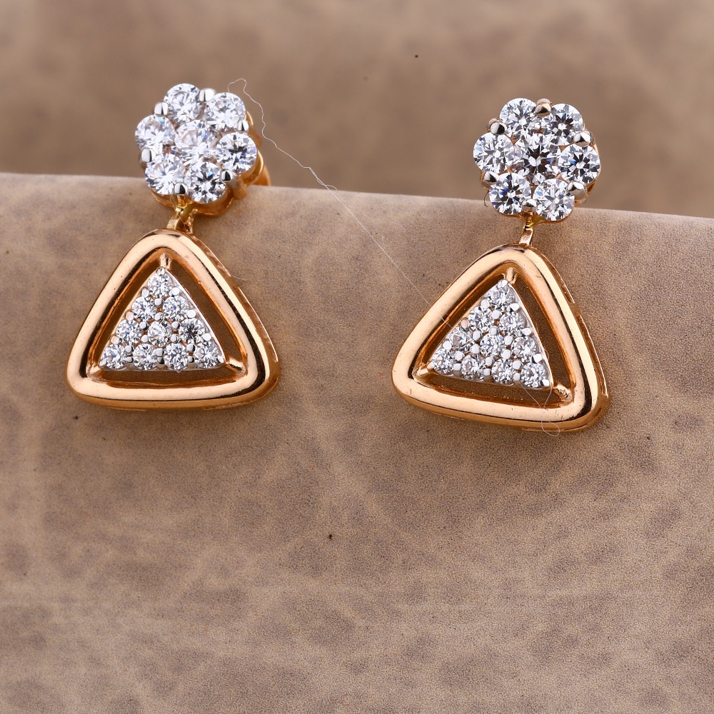 750 CZ Ladies Rose Gold Designer Earring RE187