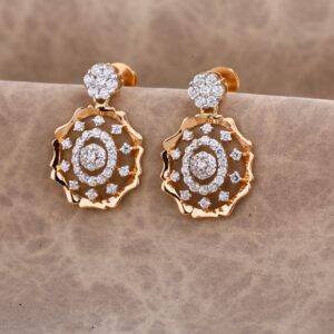 750 CZ Ladies Rose Gold Classic Earring RE186