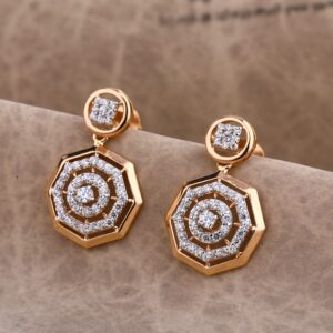 750 Rose Gold Designer Women's CZ Earring RE180