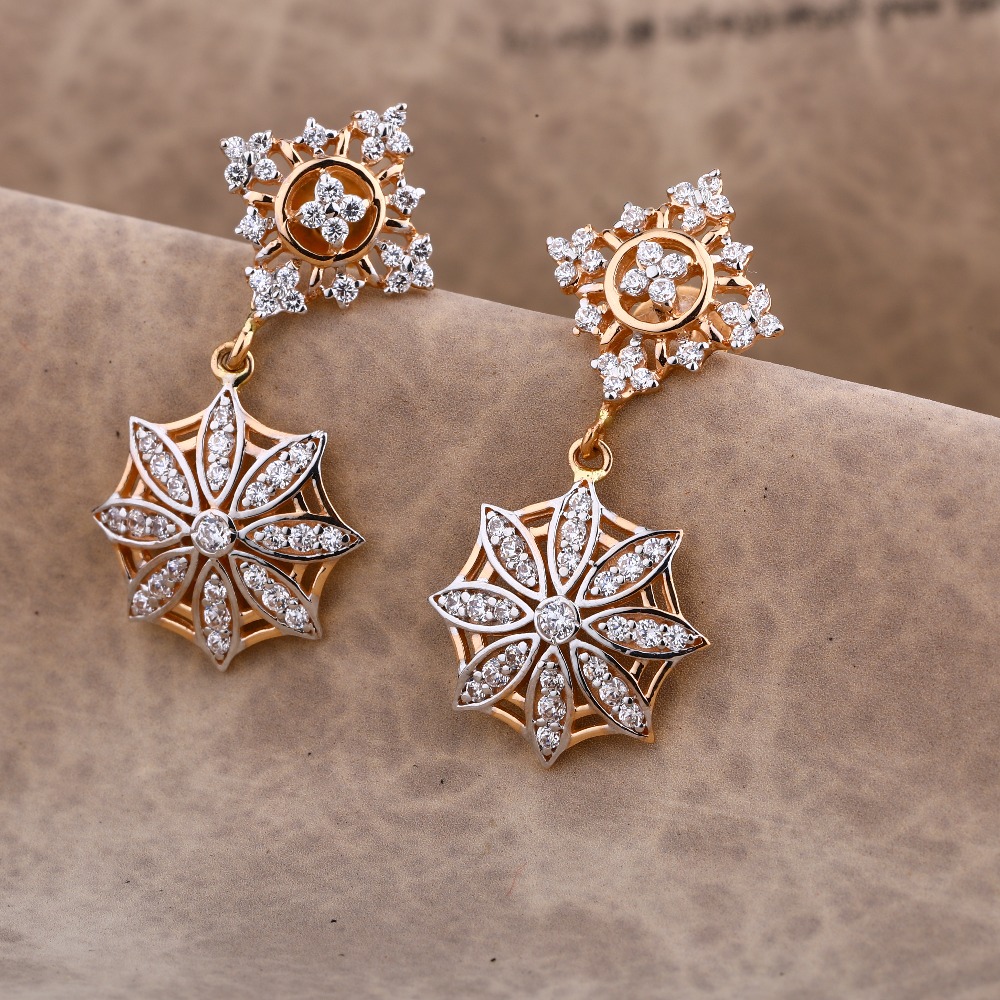 750 Rose Gold Classic  Women's CZ Earring RE178
