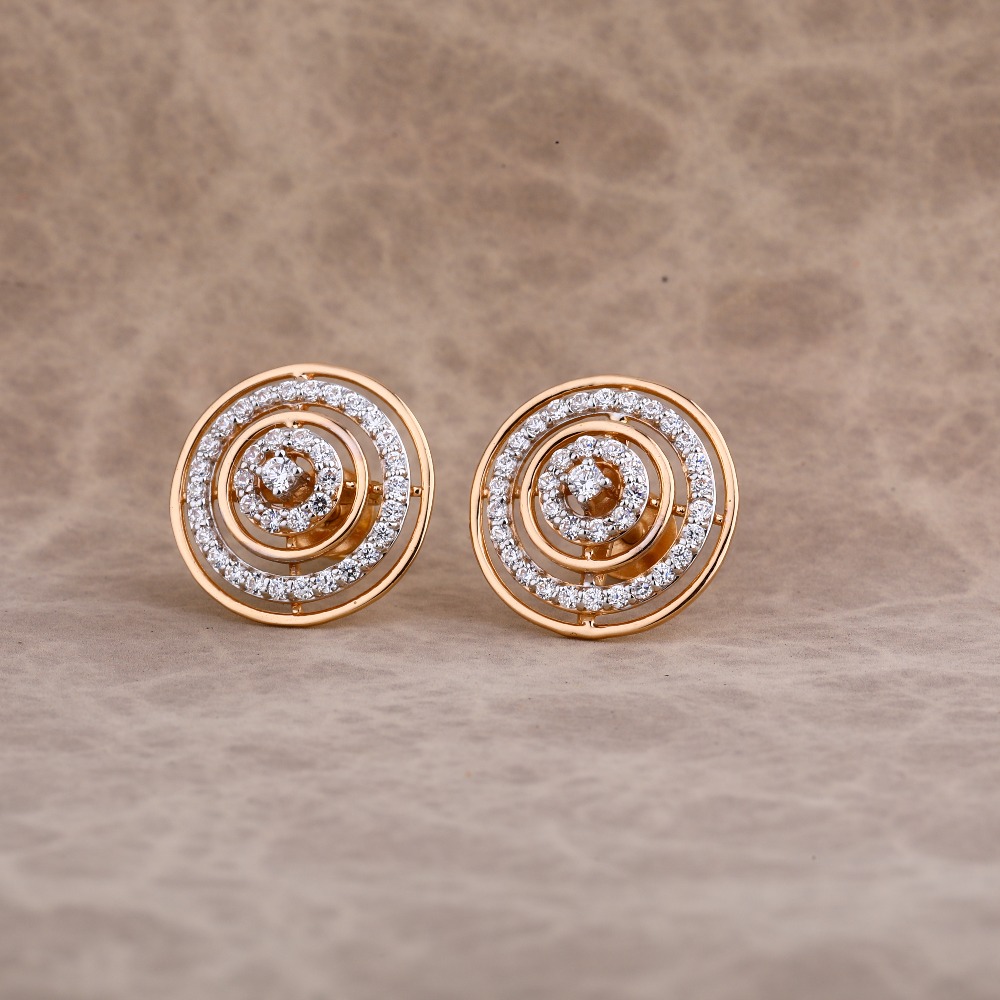 750 Rose Gold Classic Ladies Earring RE162
