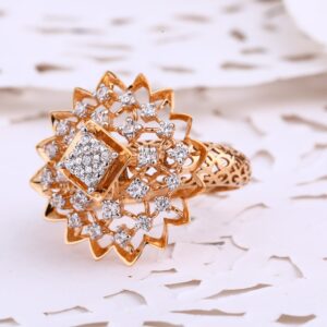 18CT  Rose Gold CZ Designer Ladies Ring RLR700