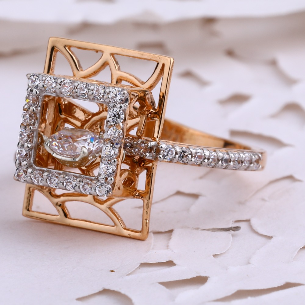 18CT  Rose Gold CZ Classic Ladies Ring RLR699