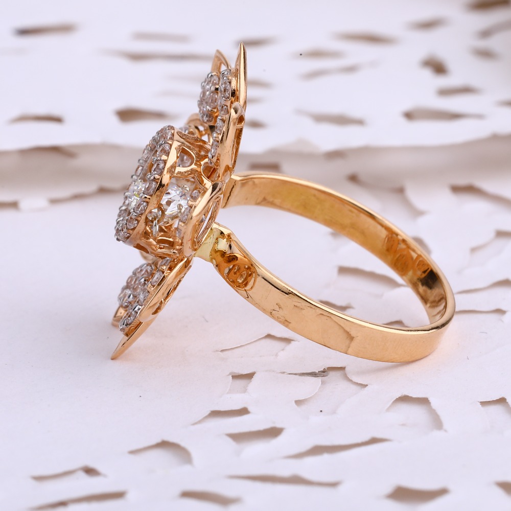 18CT CZ Rose Gold Designer Women's Ring RLR684 - Image 2