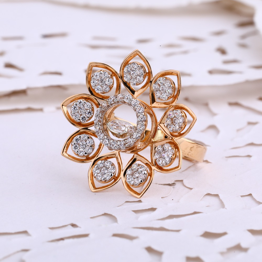 18CT  CZ Rose Gold Designer Women's Ring RLR684
