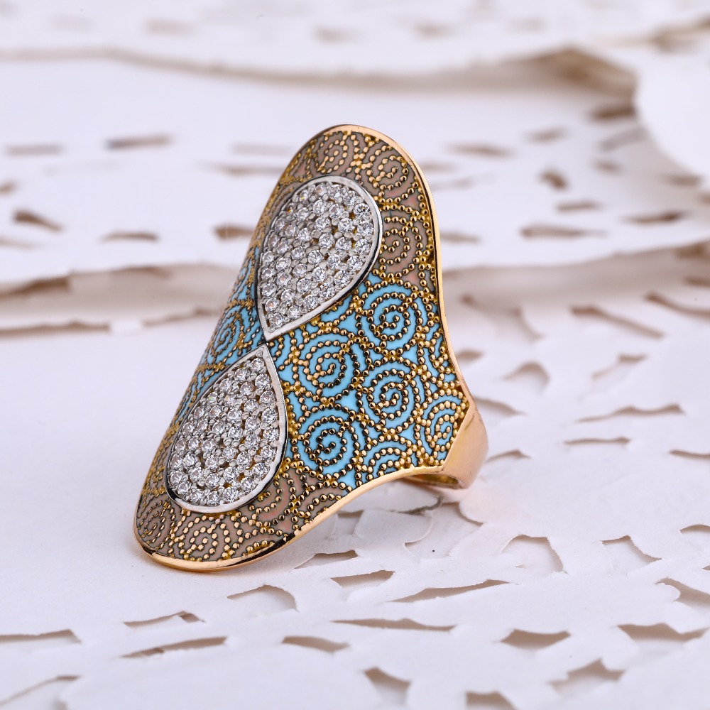 18KT  Rose Gold stylish Ladies CZ Ring RLR681