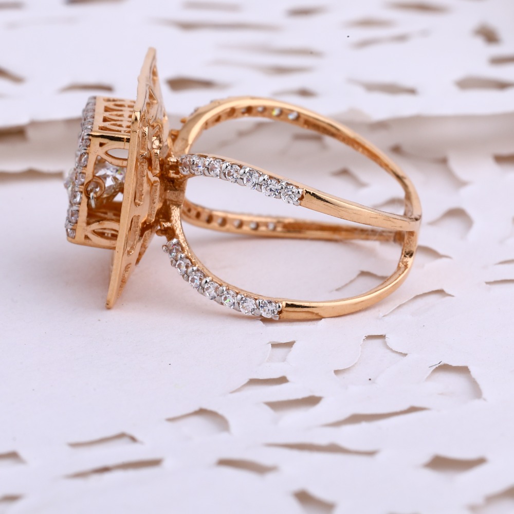 18KT Rose Gold Fancy Ladies CZ Ring RLR679 - Image 2